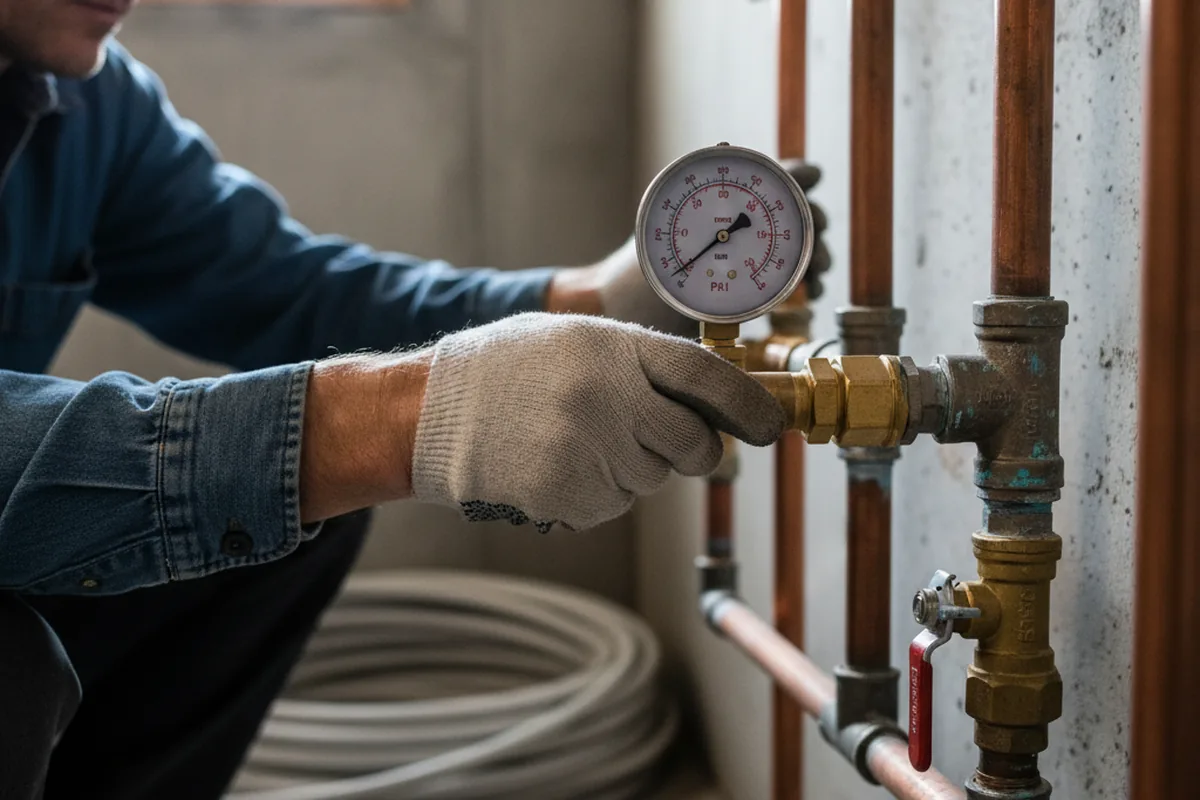 Pressure testing a repaired line during Water Line Repair in Zebulon